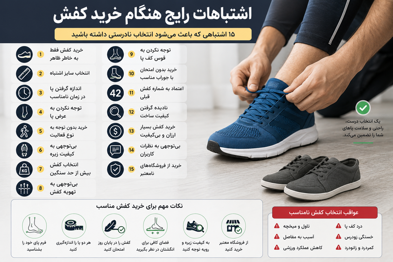 اشتباهات رایج هنگام خرید کفش | ۱۵ اشتباهی که باعث میشود انتخاب نادرستی داشته باشید