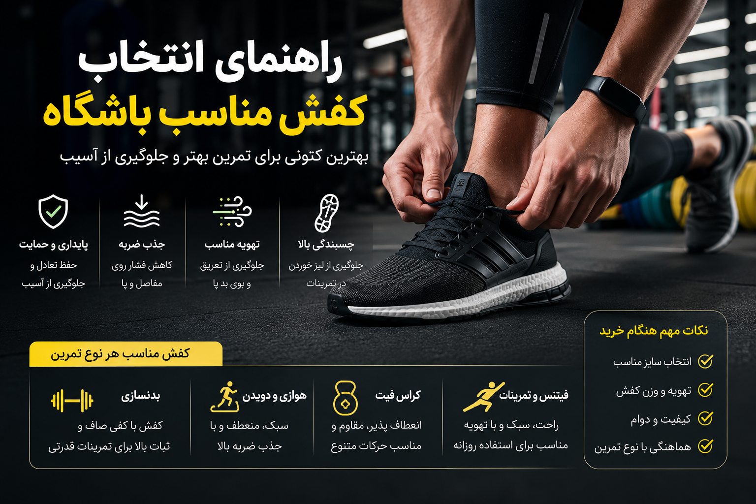 راهنمای کامل انتخاب کفش مناسب باشگاه؛ چگونه بهترین کتونی ورزشی را انتخاب کنیم؟