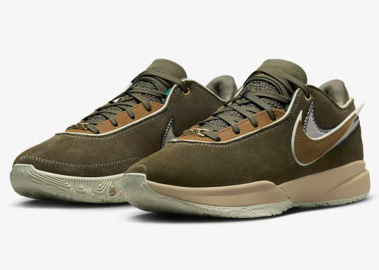 کفش اورجینال بسکتبال Nike LeBron 20 Olive Suede
